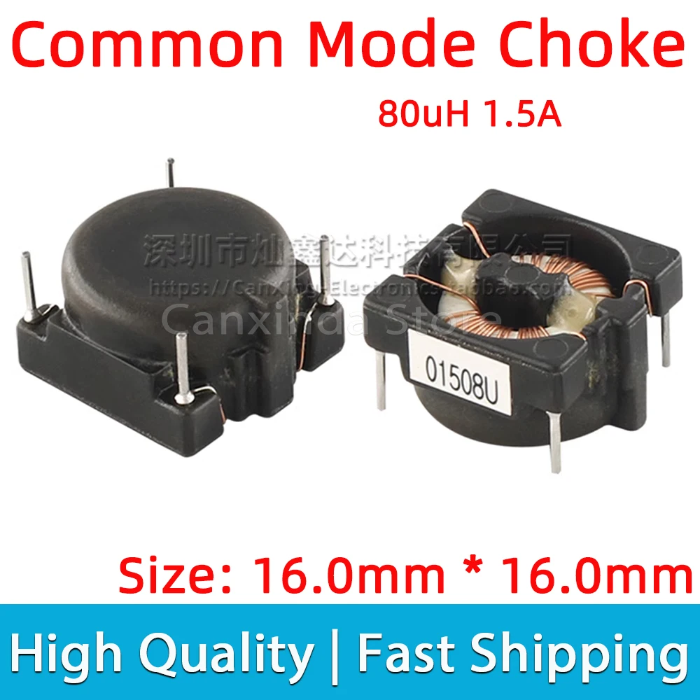 

5pcs CH01508UNG3 Common Mode Choke Coil Power Inductor Inductance 80uH 1.5A Switching Power Supply Signal Line Filter DIP