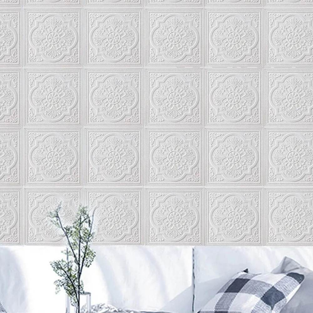 35*35cm Self-adhesive Wallpaper Anti-collision Waterproof 3D Tile Brick Peel and Stick Wall Sticker Bed Room Decoration