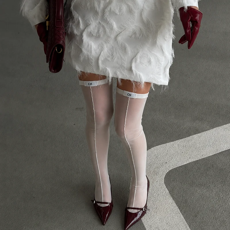 Sexy durchsichtige Netzstrümpfe für Damen, oberschenkelhohe, durchsichtige, atmungsaktive Sommersocken im JK-Stil, vielseitige Dessous über dem Knie – Detail 9
