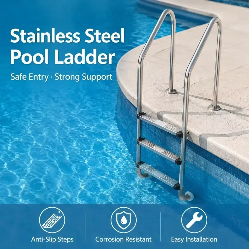 304 Stainless Steel Pool Ladder Heavy Duty Corrosion Resistant Swimming Pool Steps Easy Installation Custom Design for