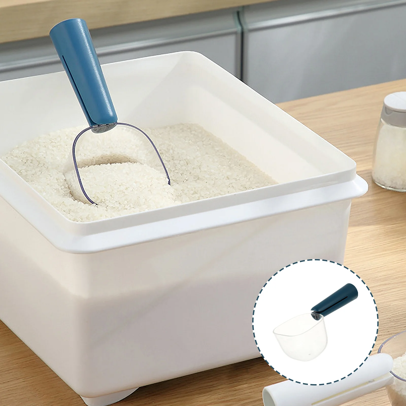 

Professional Rice Spoon ABS Scale Scoop Multi-Purpose Kitchen Measuring Spoon Clip for Baking Grain Flour Household Use