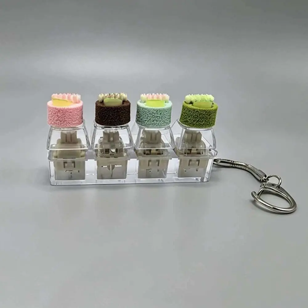 Pressable Buttons Fidget Button Keychain Cute Dessert Multi Buttons Button Squeeze Keychain Stress Relief Finger Keyboard Cap