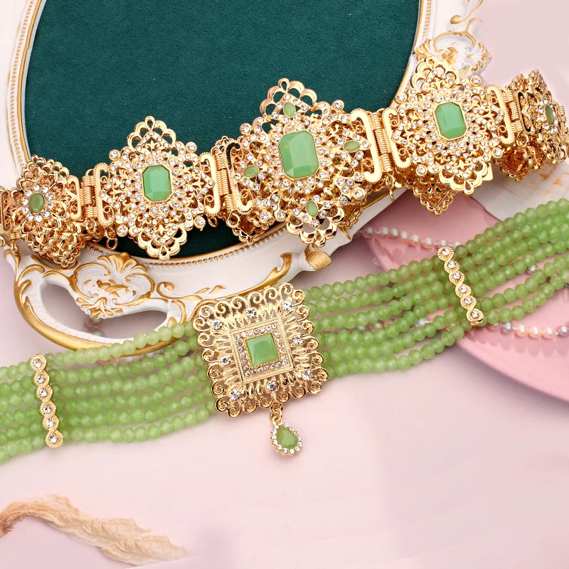 Algerian Moroccan Style Jewelry Belt Adjustable Women's Wedding Sets God Plated Kaftan Jewelry Vestidos De Fiesta Accessory