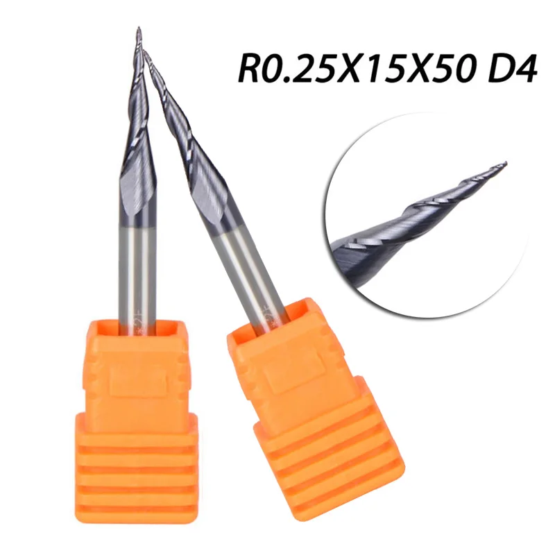 

2pcs R0.25 D4 Carbide Tapered End Mills Ball Nose 2 Flutes HRC55 CNC Cut Tools HRC55 Ferramenta Multi Tools Accessories