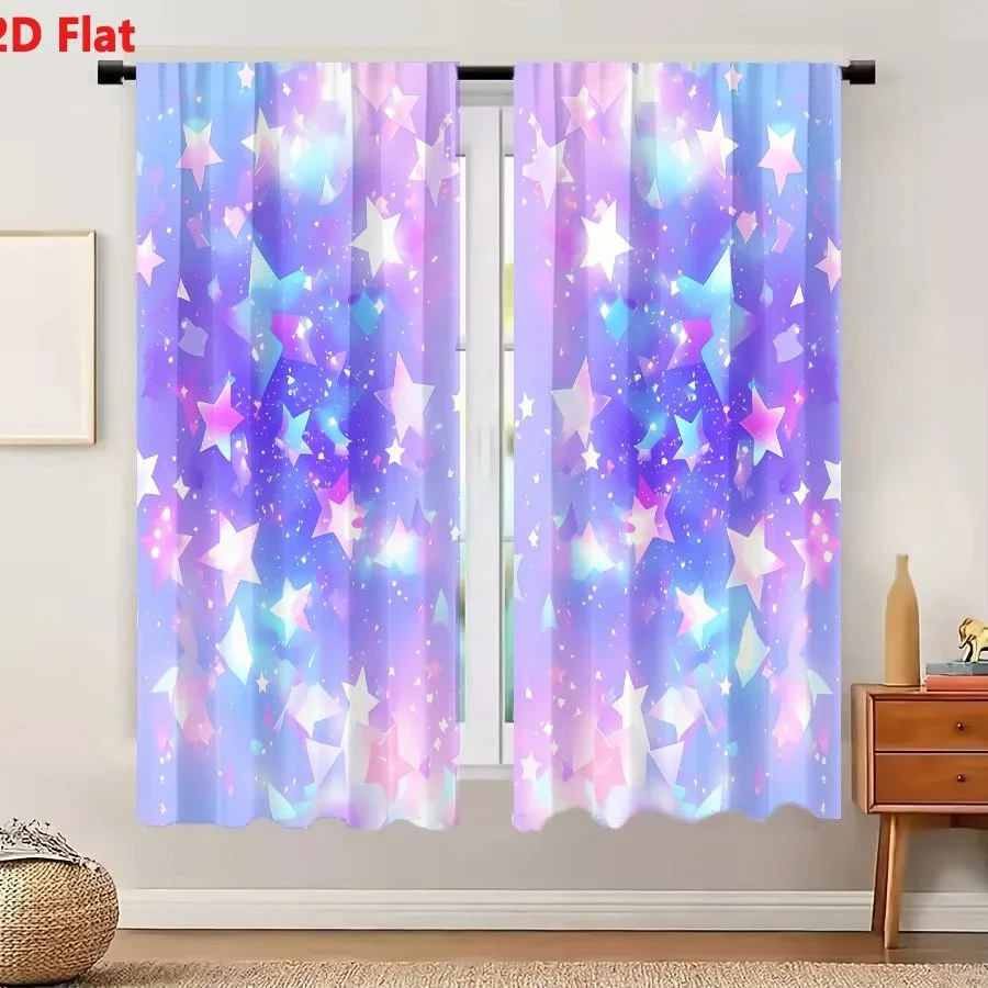 Vibrant Galaxy Starry Night Curtain Panels for Bedroom Living Room Home Decor Window Treatment