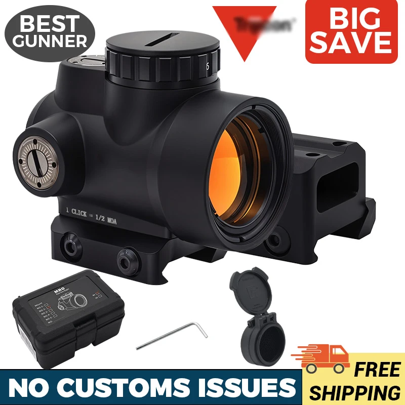 Trijicon MRO HD 2 MOA Reticle Rifle Red Dot Sight Scope Black w/Picatinny Rail Low Mount&Low 1/3 Cowitness Mount&MRO Flashkill