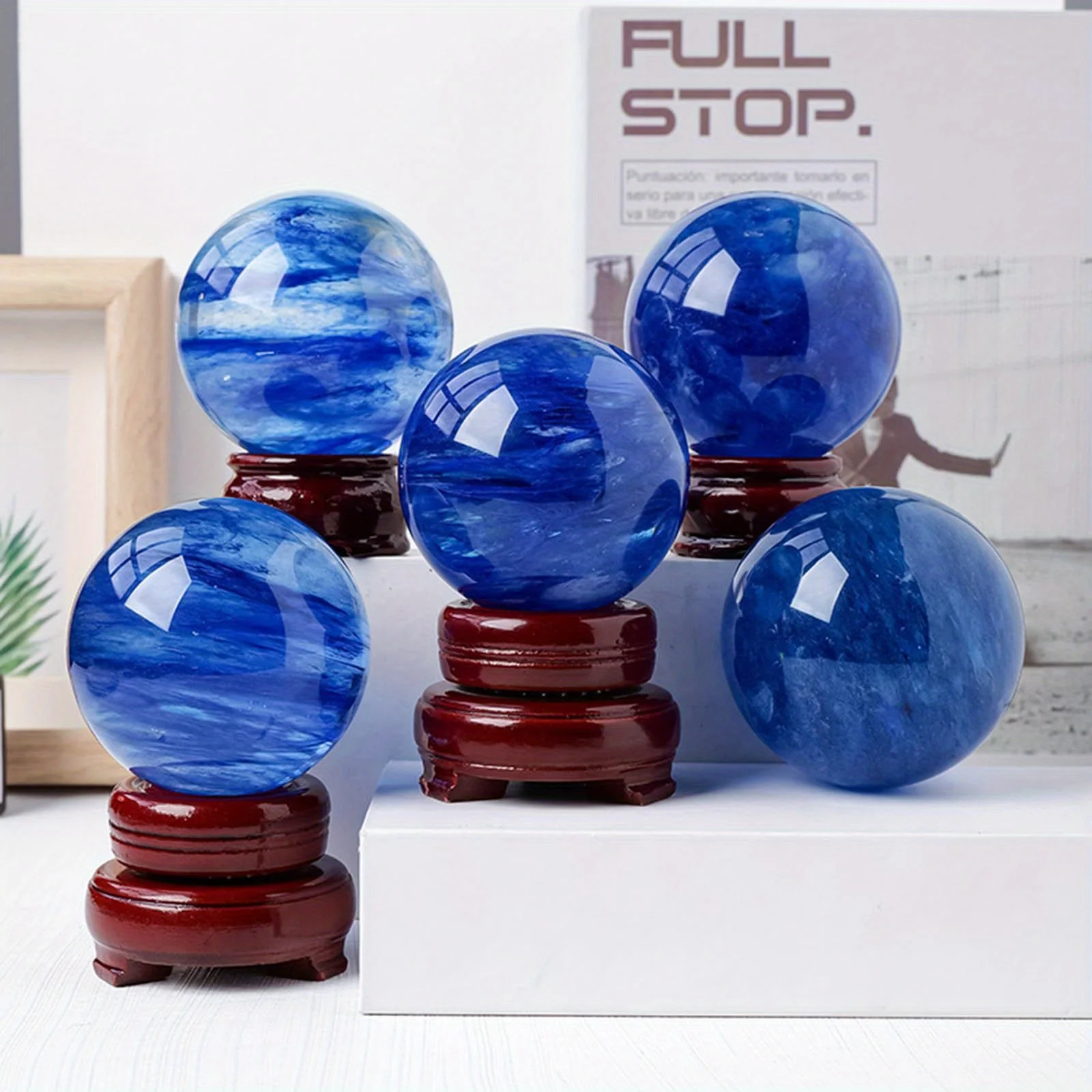 1PC Blue Smelting Stone Quartz Sphere - Bohemian Style Home Office Decor, Holiday Gift for Xmas, Decorative Stone, Home Decor