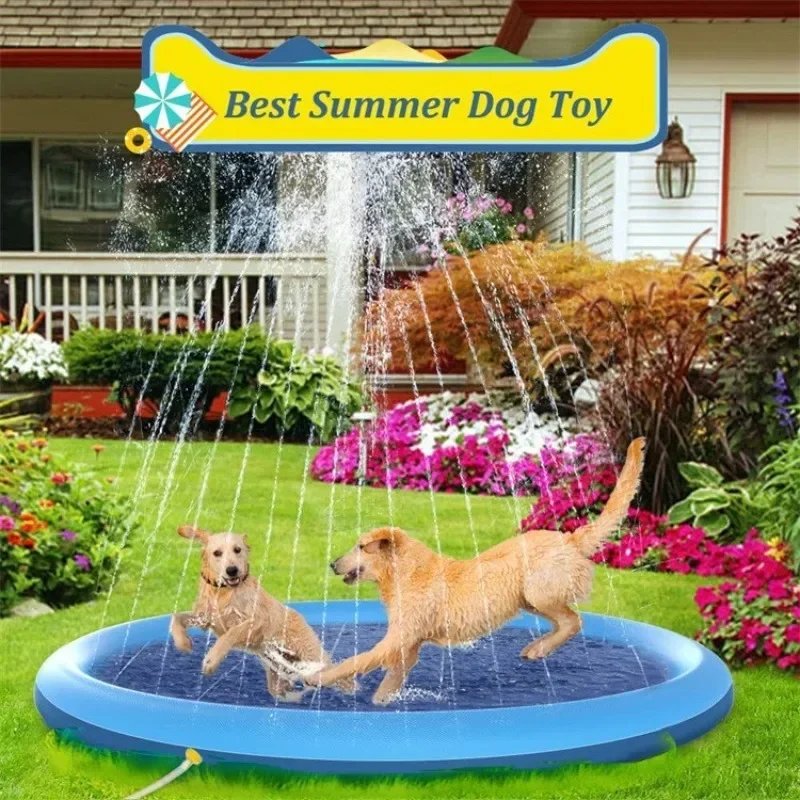 Pet Toy Dog Toys Play Spray Mat Beach Inflatable Water Sprinkler Pad Outdoor Game Toy Lawn Swimming Pool Mat 100cm