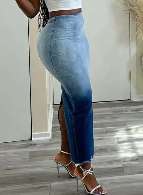 Spódnice dla eleganckich kobiet Tie Dye Print surowy dół Denim krótka sukienka moda na co dzień z rozcięciem pół-body sukienki nowe letnie 2023