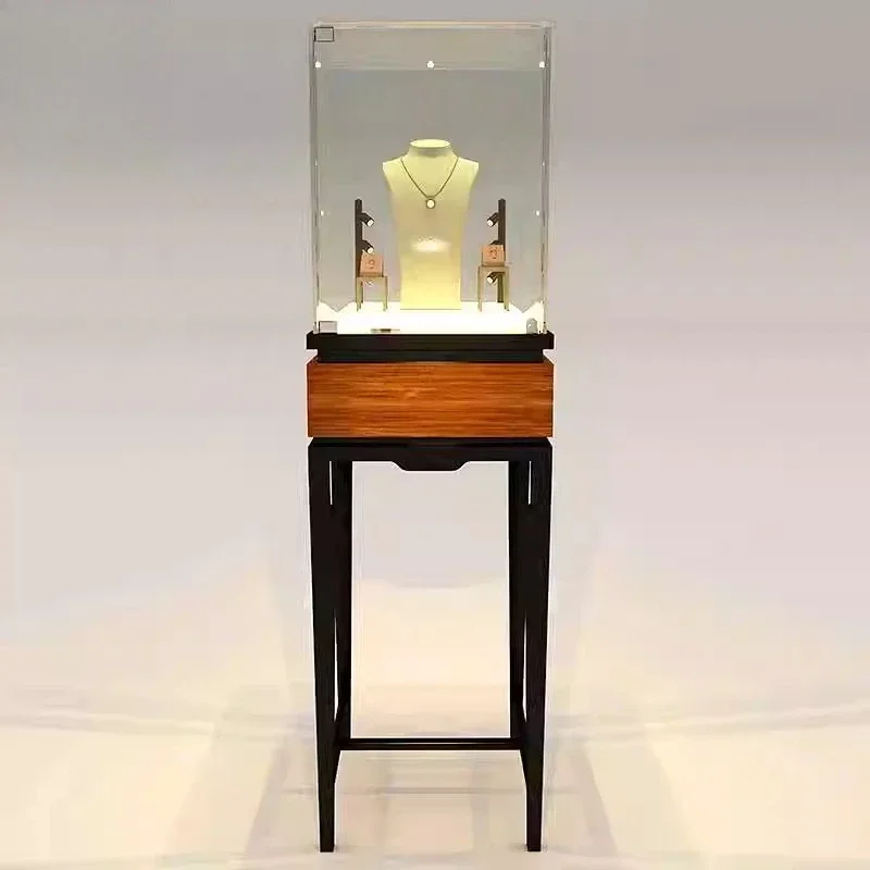 A Removable retro side cabinet transparent glass product layer cabinet