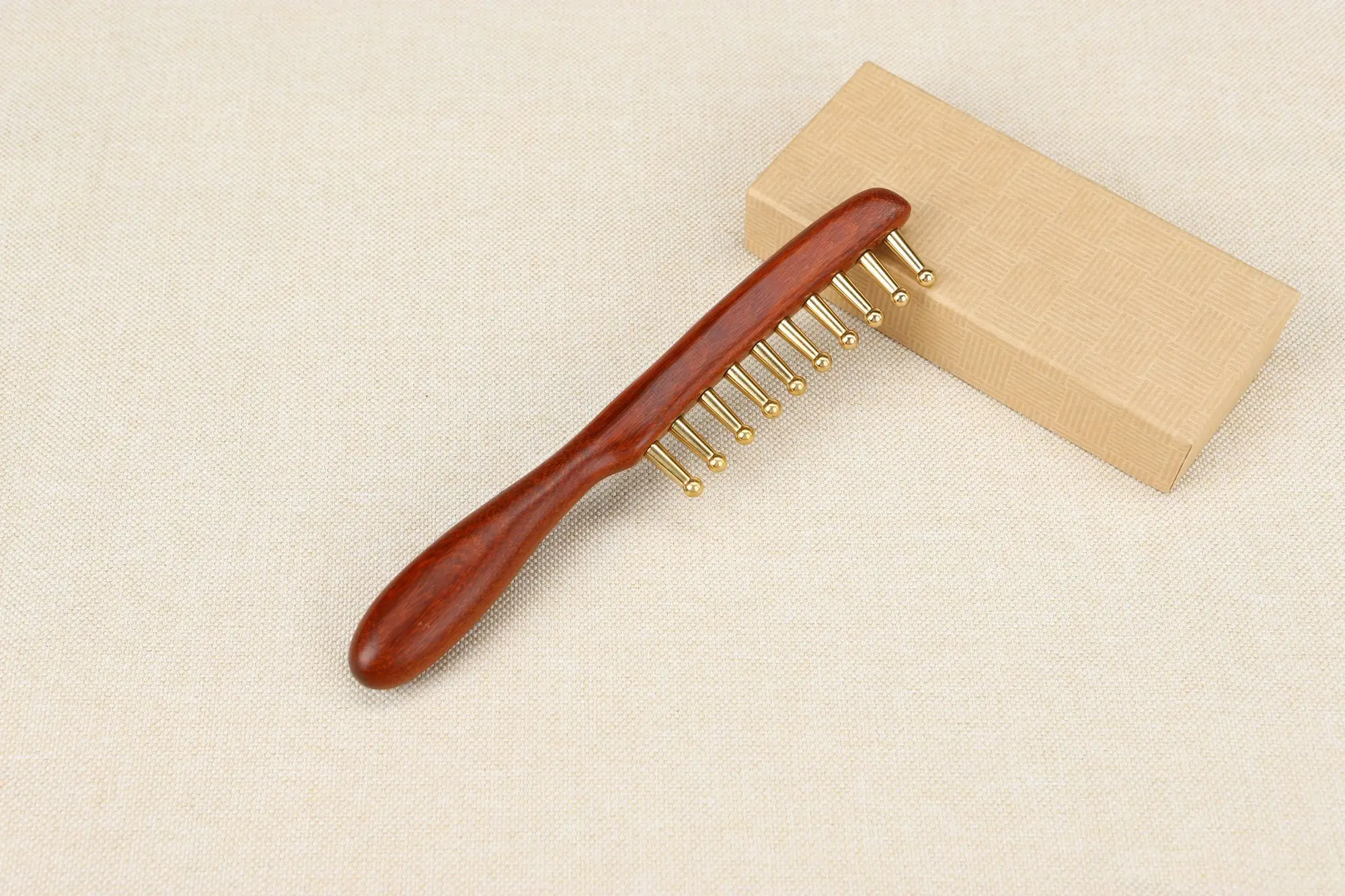 Head meridians massage comb copper wood meridians comb needling Guasha scalp relax  Tools