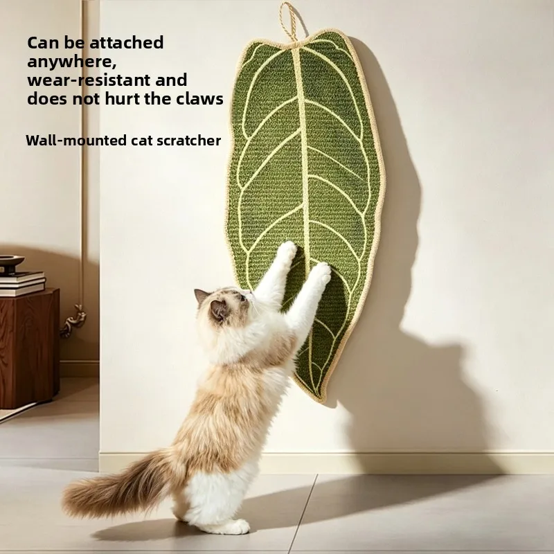 

Vertical Wall Mounted Cat Scratching Post Leaf Design Non Shedding Durable Cat Claw Board