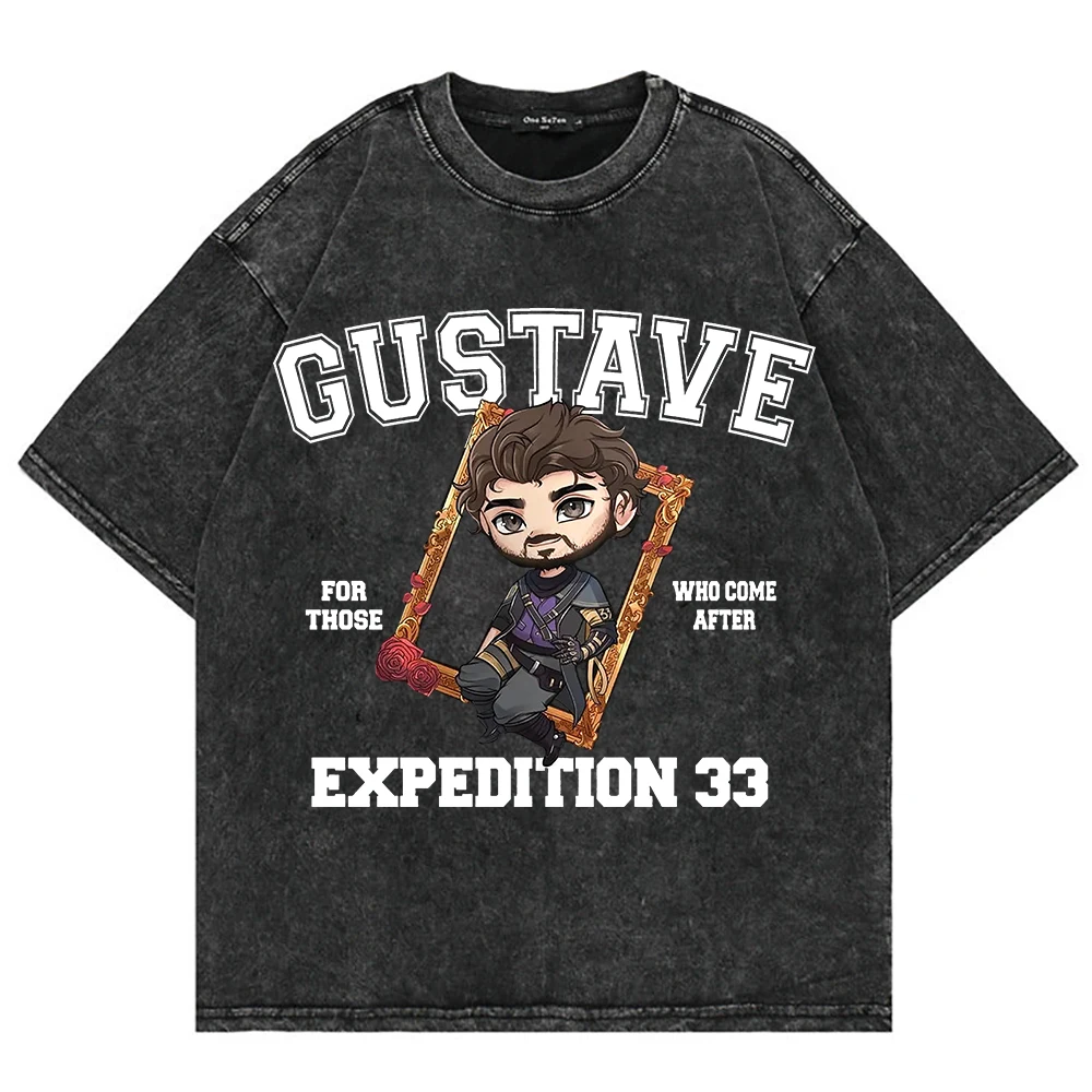 

Новая хлопковая винтажная футболка унисекс Clair Obscur Expedition 33 с эффектом потертости, свободного кроя, в стиле Acid Wash, Esquie Monoco Gustave Expedition 33