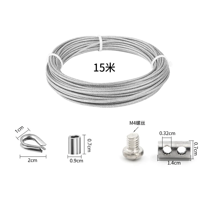 Kit cavi SGYM 15M/3mm fune metallica in acciaio inossidabile rivestita in PVC per piante rampicanti balaustra in filo da giardino