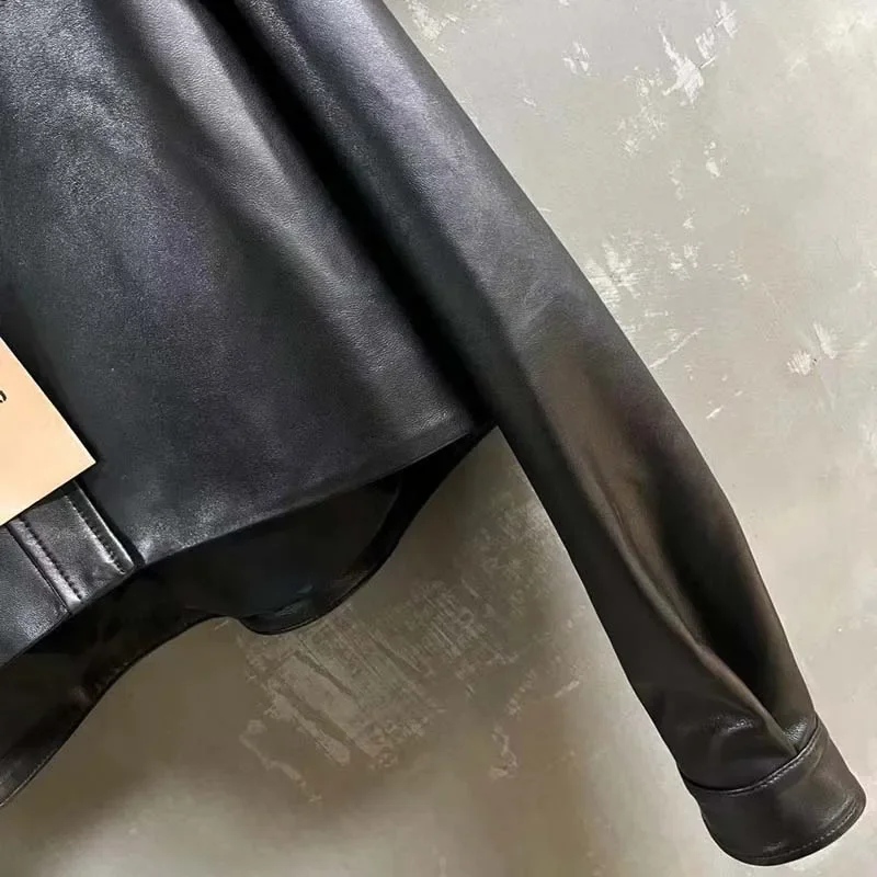 Genuine Leather Jacket Women coat autumn and spring luxury fashion 2024 new arrival oversized clothes long sleeve casual style