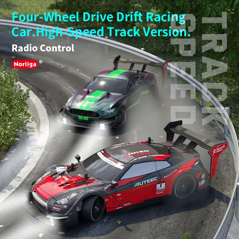 1:14 GTR 2.4G Half-Scale High-Speed Four-Wheel Drive Drift Car Light Switching Speed 40 Km/H Remote Control Car Children's Toy