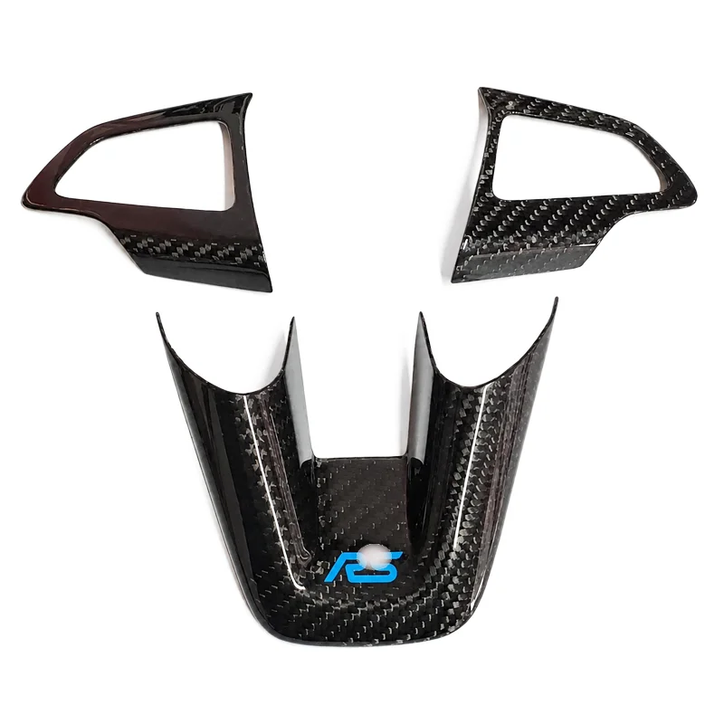 Dry Carbon Fiber Steering Wheel Button Frame Trim Cover For Ford Focus MK3 MK3.5 MK4 MK4.5 ST-Line RS Interior Trim Accessories