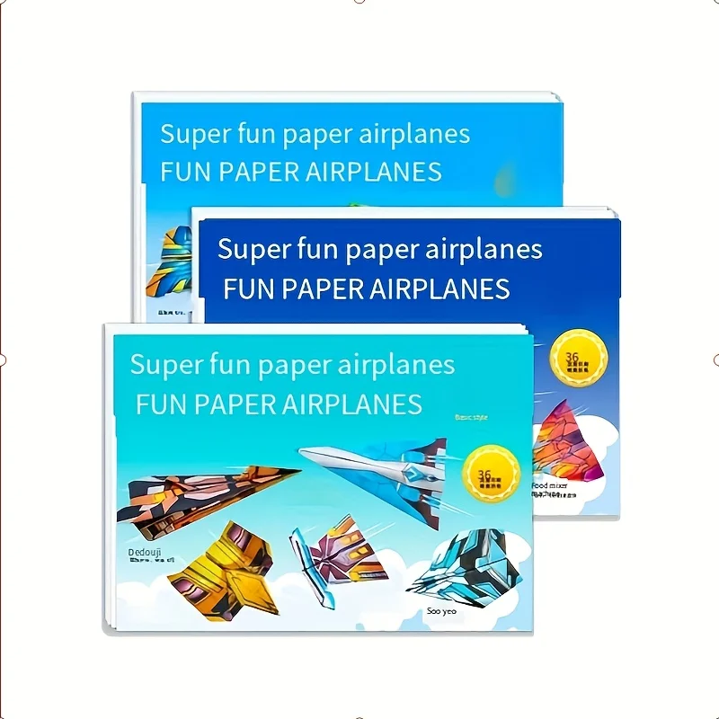 36 ورقة/12 نمطًا من ورق اوريغامي - مجموعة طائرات إبداعية مصنوعة يدويًا مع خطوط قابلة للطي مدمجة، دليل أوريغامي ثلاثي الأبعاد يمكنك صنعه بنفسك
