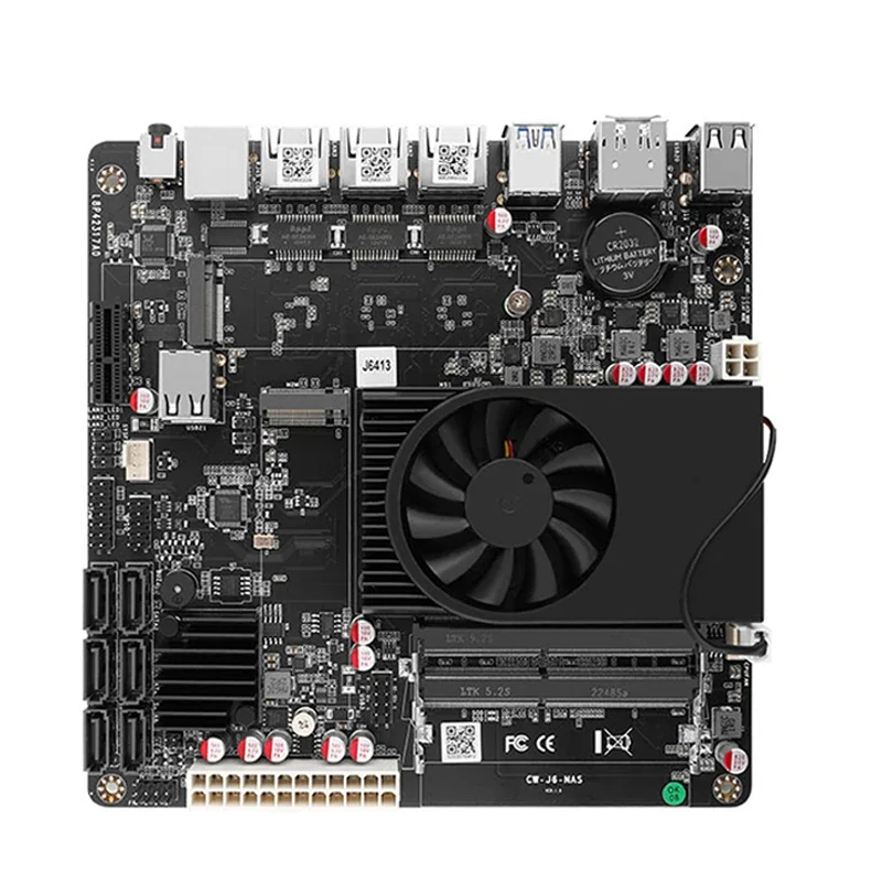 NAS Motherboard J6413 J6412 2*i226-V 1*RTL8125BG 2.5G LANs 2*NVMe 6*SATA3.0 2*DDR4 1*PCIe Mini ITX Soft MOBO Router Mainboard