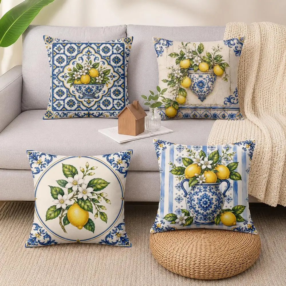 Amalfi Lemon Cushion Cover Luxury Soft Plush Short Fur Cushion Case Warm Cozy Sofa Bed Decorative Home