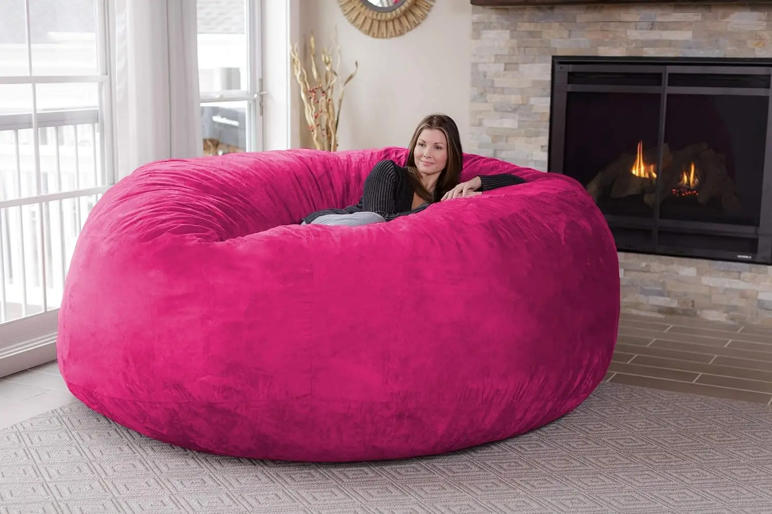 

YChill Sack Bean Bag Chair: Giant 8' Memory Foam Furniture Bean Bag - Big Sofa with Soft Micro Fiber Cover - Pink