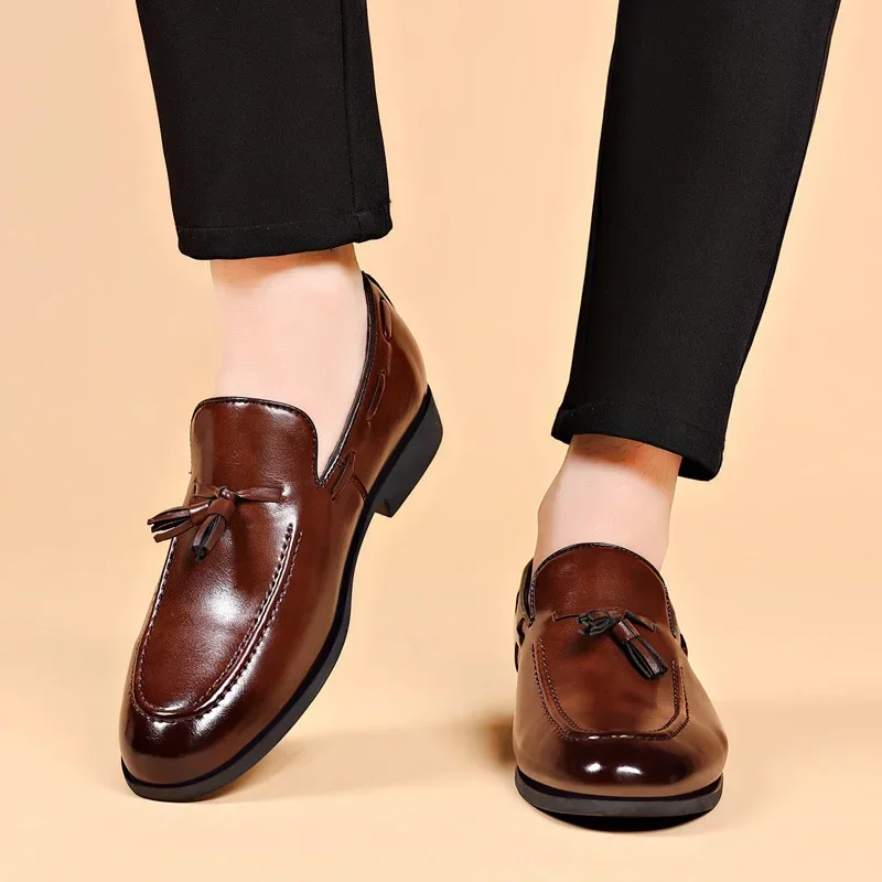 Summer Fashion Casual Leather Shoes Men Large Size Business Formal Casual Shoes Wedding Lace Up Men Shoes image 4
