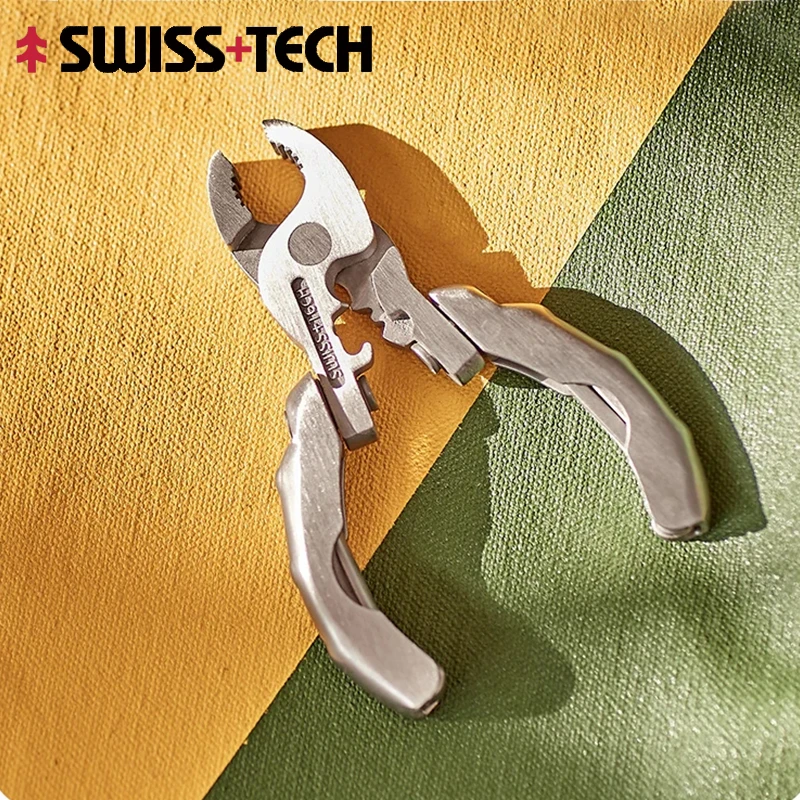 SWISS TECH 9 IN 1 Mini Multifunctional Pliers Pocket EDC Multitool Screwdriver Keychain Multi Tool Outdoor Camping Hiking Gear