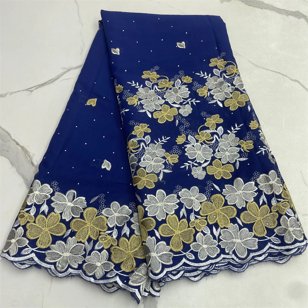 New Arrival Luxury Dubai Embroidery Cotton Dry Voile Lace Fabric 2024 African Swiss Voile Stones Lace For Everying Wedding Party