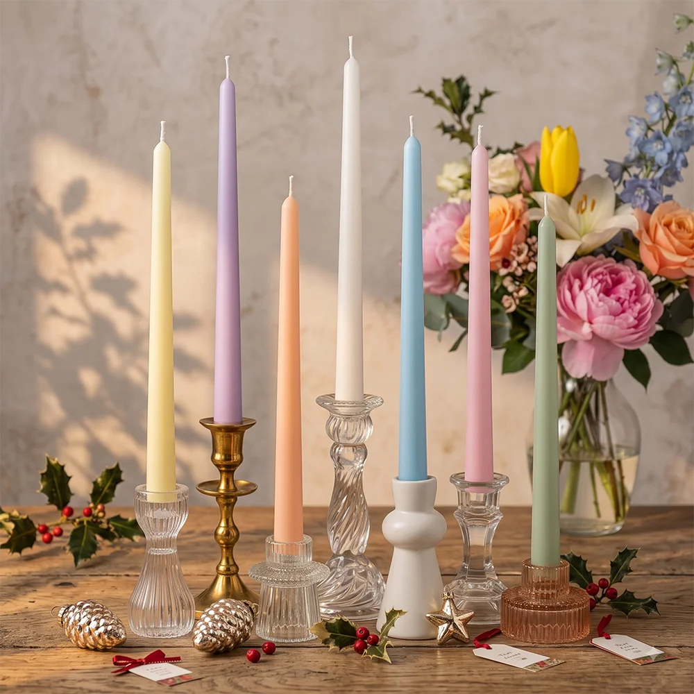 10'' Dripless Classic Taper Candles Unscented Home Decor Multicolored Long Candles Wedding Favors for Guests