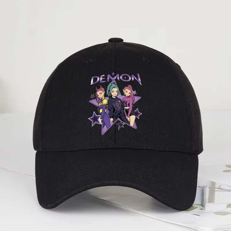 Demon Girl Group Cartoon Print Baseball Cap Men Women Y2K Streetwear Washed Cotton Adjustable Dad Hat Sun Hat