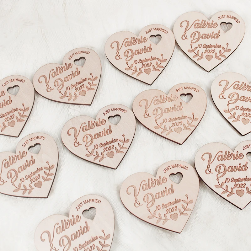 Personalized Wedding Laser Heart Save the Date Magnets,Custom wood rustic save the date,party favors gifts
