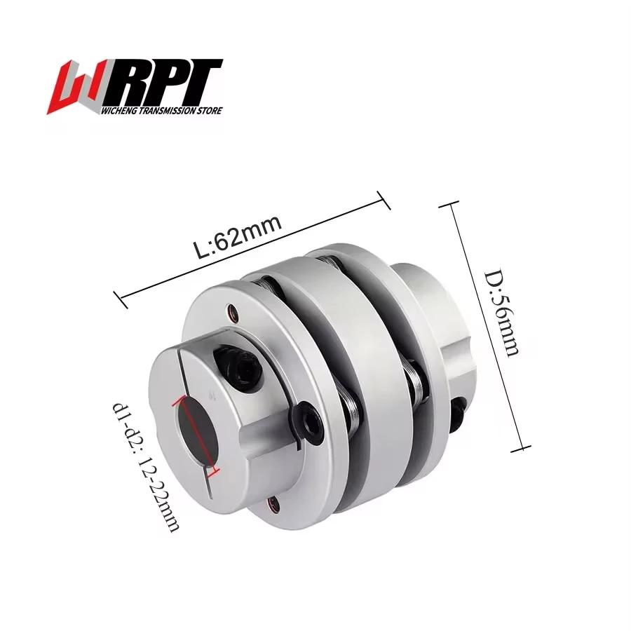 CLT Coupling Double Flange Diaphragm Coupling Aluminum Alloy Elastic Connecting Sleeve With Keyway Coupling CLT-56X62 CNC Parts