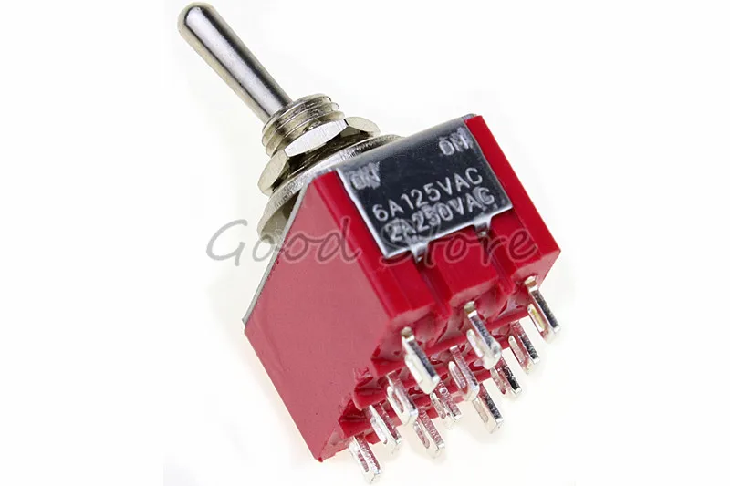 MTS-402 Red AC 250V 2A 125V 5A 12Pins 2Position 4PDT ON/ON Switch Mayitr Electrical Supplies Durable Mini MTS402 Toggle Switch