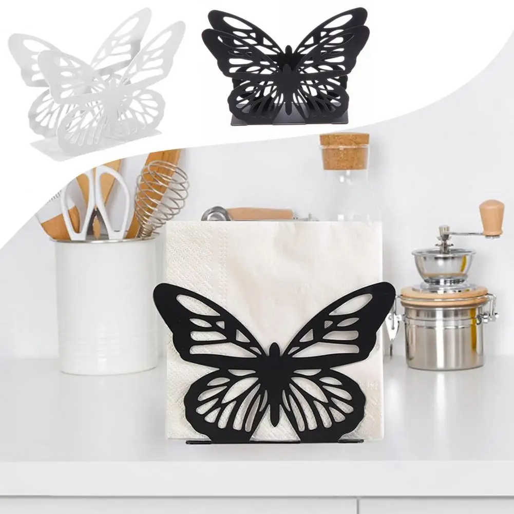 Table Napkin Holder Paper Towel Holder Creativity Exquisite Convenient Stainless Steel Butterfly Shape Freestanding Tissue Dispe