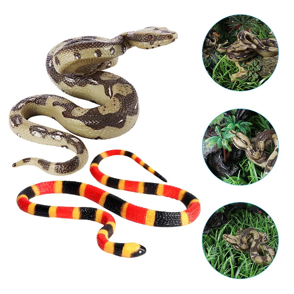 

2Pcs Large Snake Simulation Prank Props Halloween Creepy Decoration Realistic Plastic Fake Snake Fake Snakes