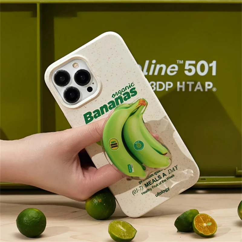 Korean Cute Funny 3D Banana Griptok Bracket For iPhone 15 14 7 Universal Lovely Phone Holder Ring Support Stand Grip Tok Bracket