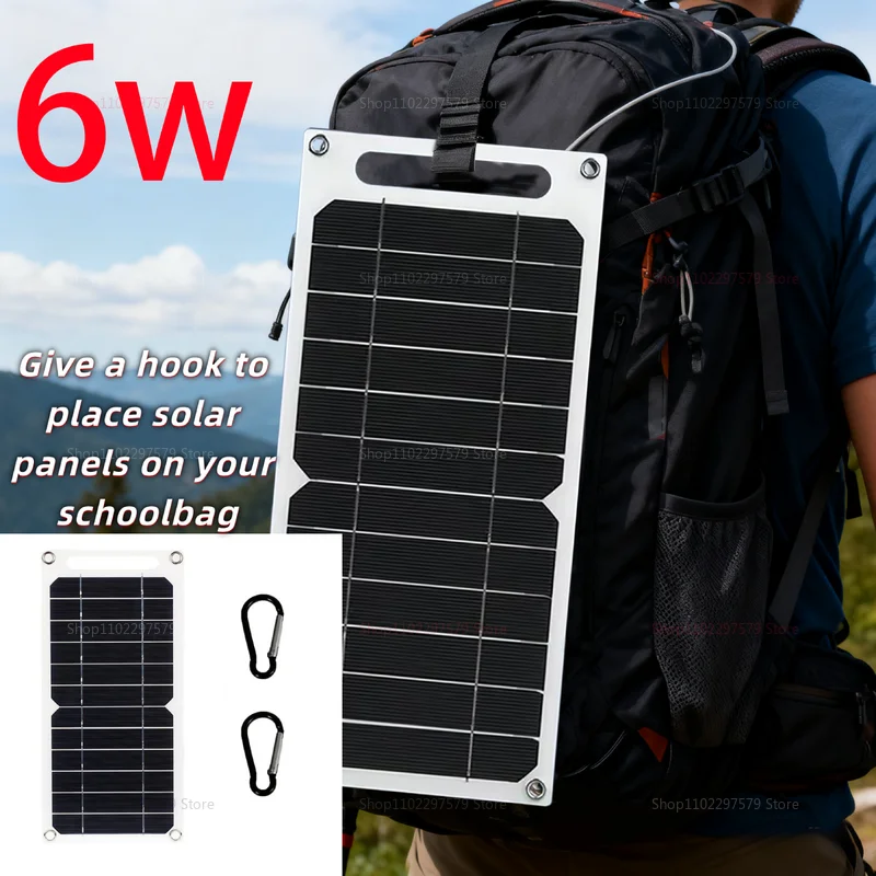 6W Solar Panel Portable USB Power Bank for Outdoor Camping Emergency Charging Photovoltaic Panel Solar Charger2025New style
