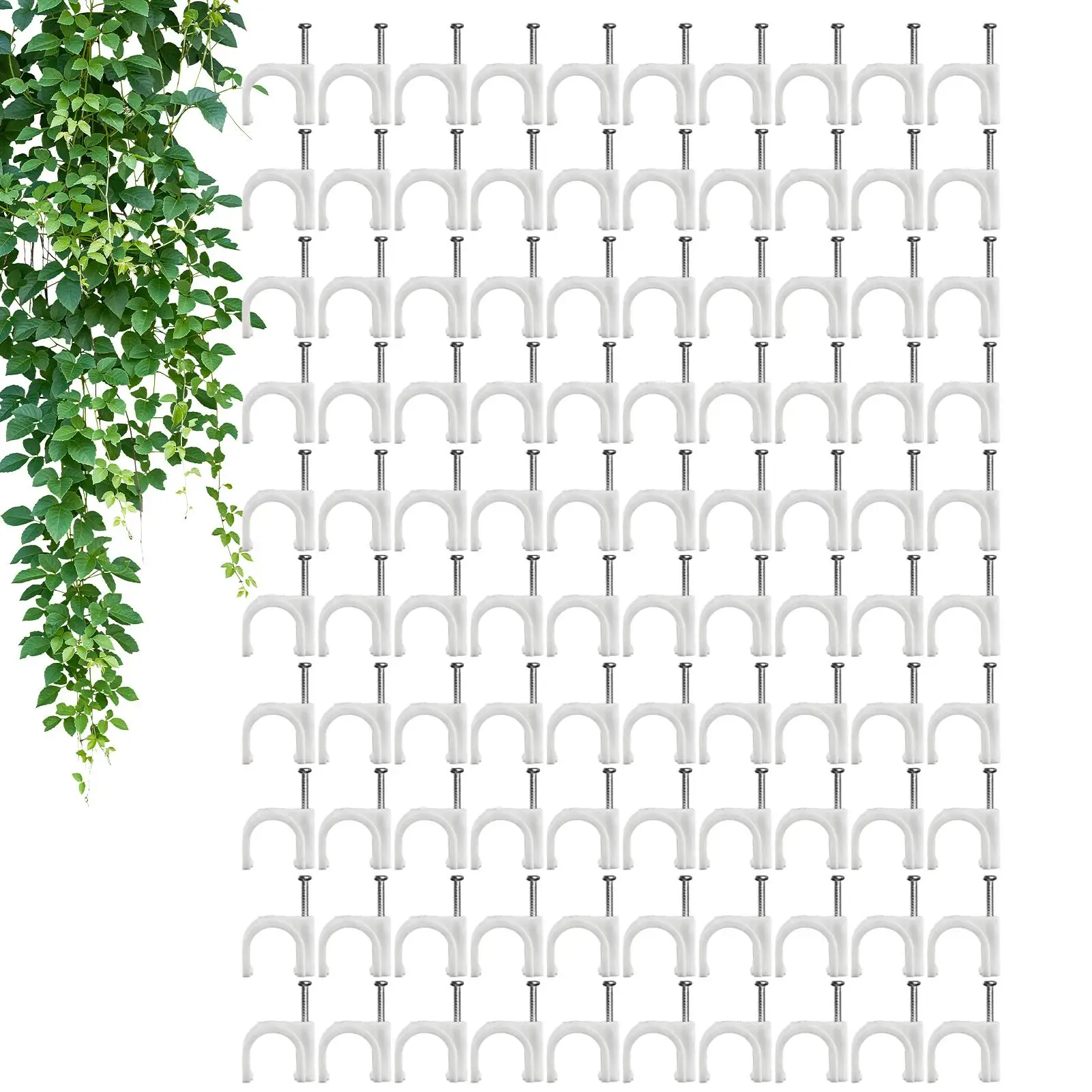 100Pcs Plant Clips Climbing Support  Multifunctional Cable Wire Clips Nail In Cable Clips Cable Tacks Coaxial Nail Clamps Nails