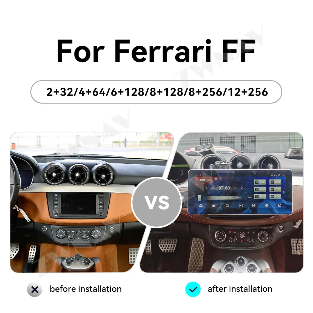 New Design 12.3 Inch Screen Carplay For Ferrari FF Android 15 GPS Navi Multimedia Player Auto Stereo Radio Left/Right-Hand Drive