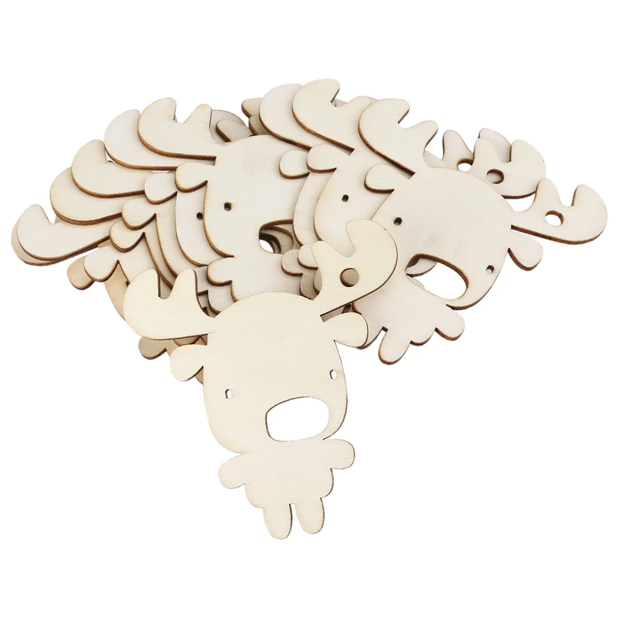 

10pcs Large Head Deer Pendant Rustic Wooden Christmas Decoration Reindeer Pattern Embellishments For Craft Scrapbooking