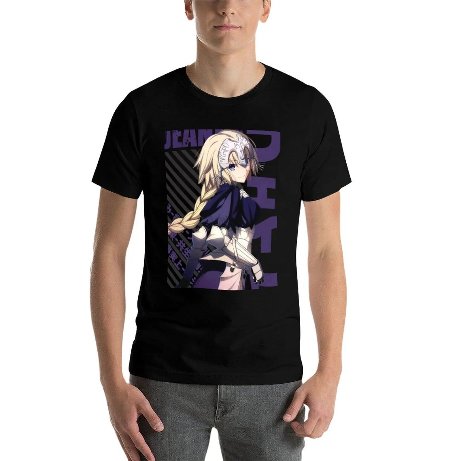 Fate - تي شيرت Jeanne d'arc تي شيرت رجالي فاخر تي شيرت للرجال برسومات السيارات