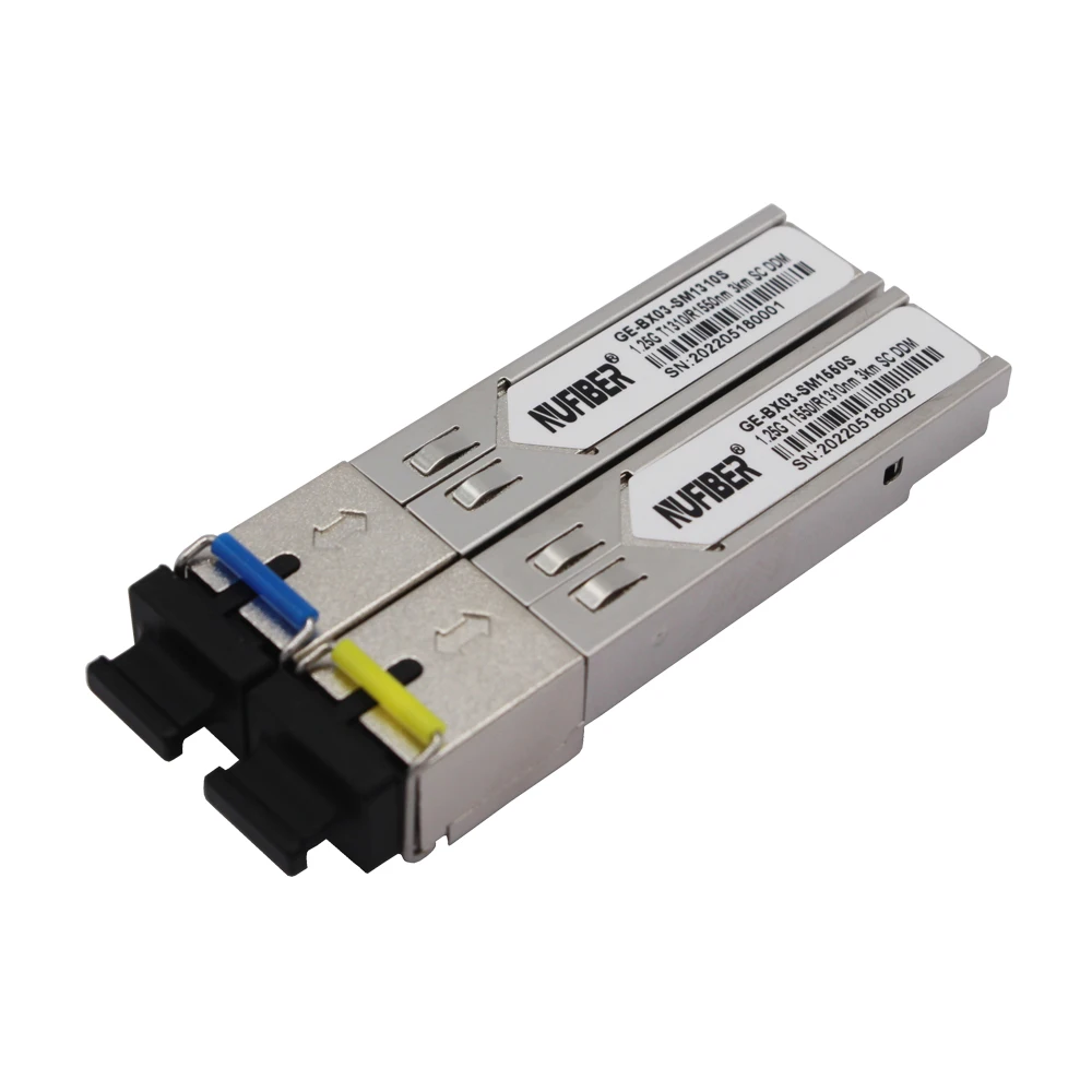 2PCS 1.25Gb/s 3Km SC BiDi SFP Transceiver Hot Pluggable Single SC +3.3V 1310nm Tx/1550nm Rx FP-LD Single-mode DDM
