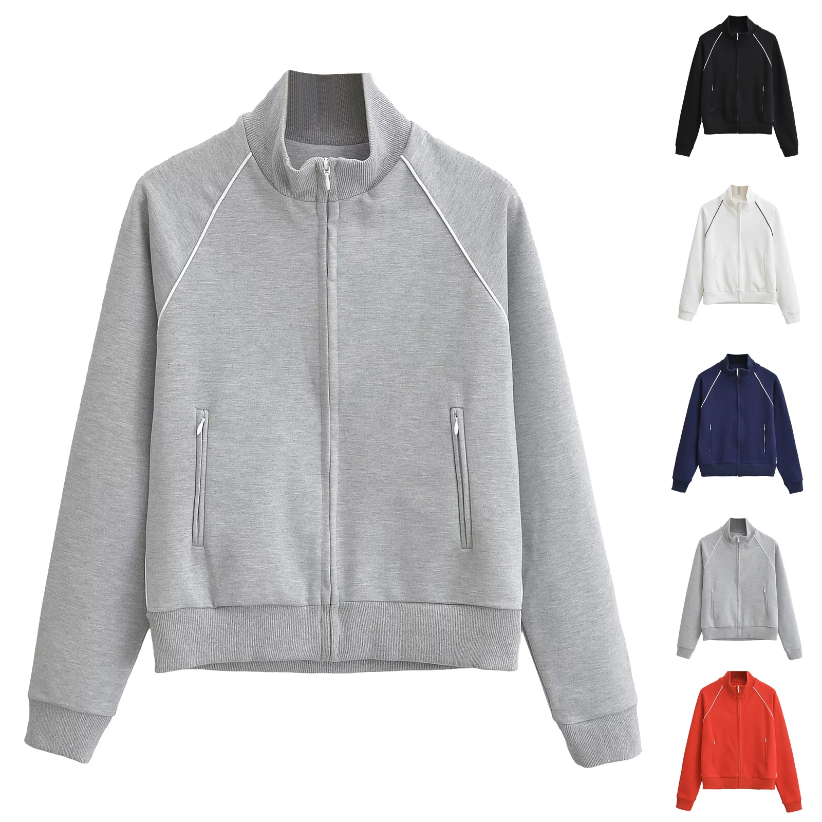 

YHOPE женская спортивная повседневная короткая куртка с воротником-стойкой и молнией, кардиган с длинными рукавами