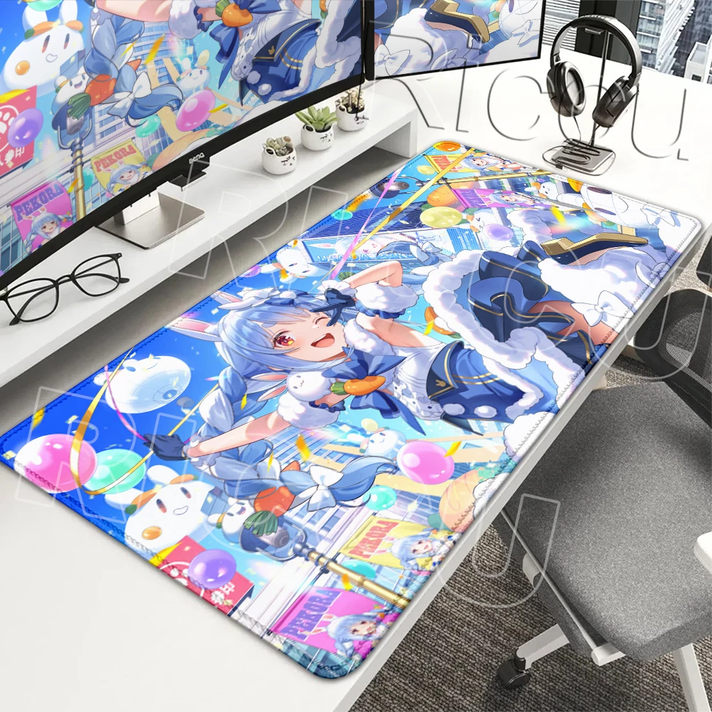 Anime Rabbit Girl Usada Pekora Mouse Pads Keyboard Gaming Speed Accessories Hololive XXL Gamer E-Sport Computer Anti-slip Carpet