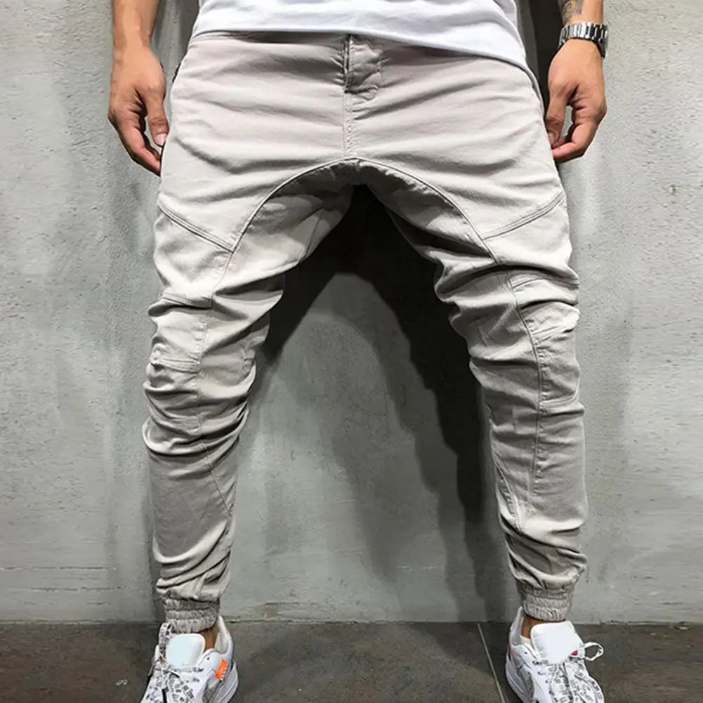 

Elastic Waist Slim Hip-hop Sports Men Pants Pencil Multi Pockets Harem Joggers Pants Streetwear