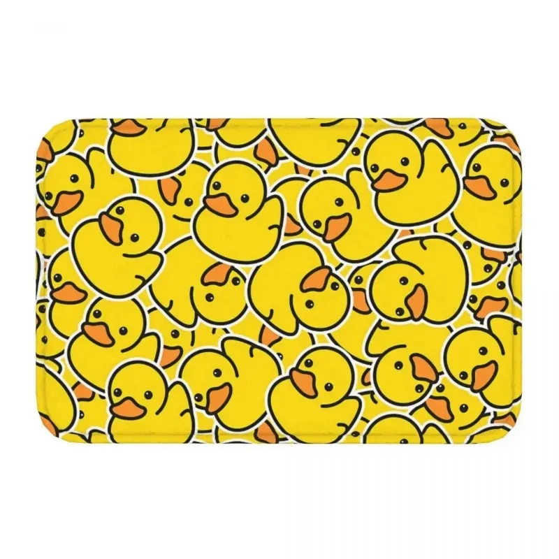 VIKAMA Cute Yellow Rubber Duck Non-Slip Bath Mat Soft Rug Bathroom Shower Door Decor Fun Duck-Shaped Bath Mat
