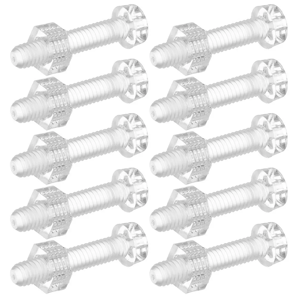 

10Set Clear Acrylic Screw Nut Combo Transparent Fastening Bolts for Home Office Furniture Installation Self Drilling Easy Fit