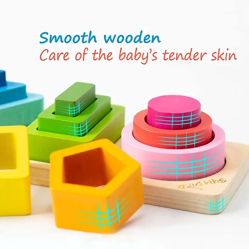 Montessori Baby Toys 0-36 Months Wooden Puzzle Early Learning Educational Toys Shape Color Sorting Stacking Sorting for Children