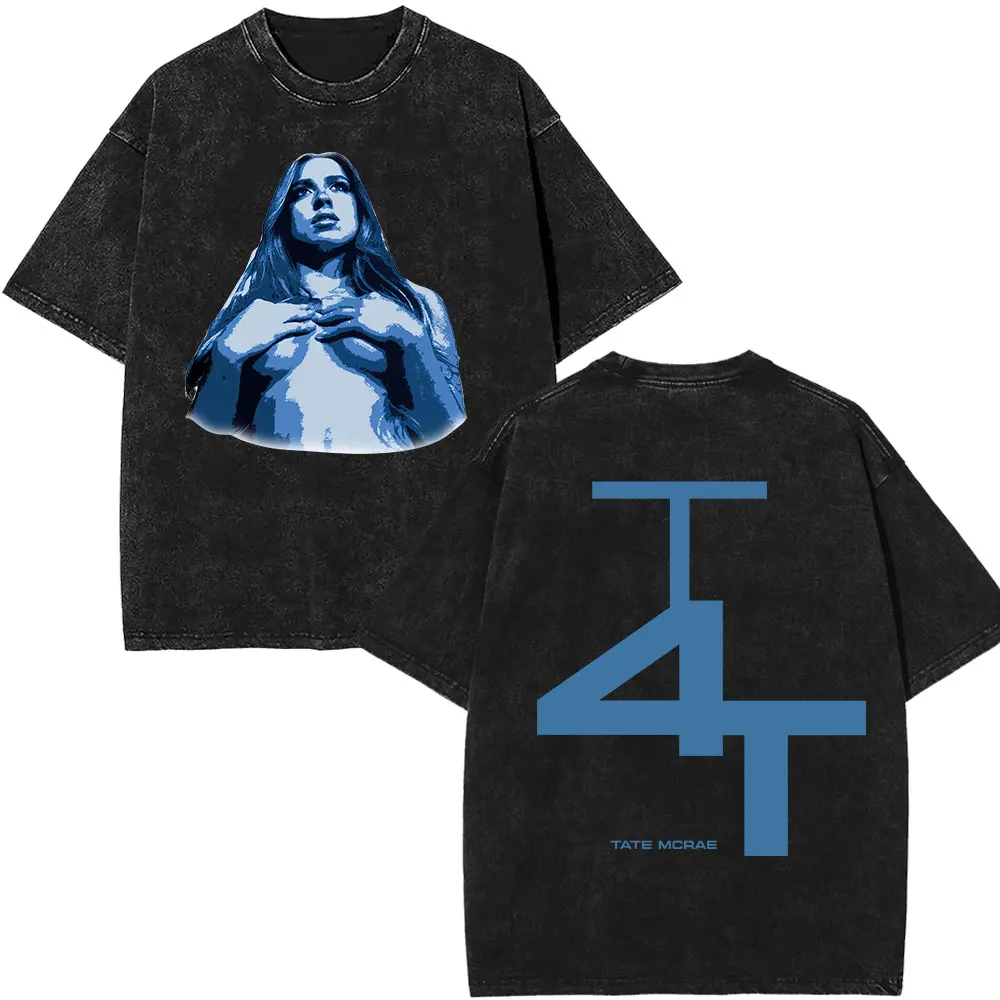 Vintage lavato Tate McRae TIT FOR TAT Album 2025 Merch T-shirt Uomo Donna Abbigliamento Harajuku T-shirt a maniche corte T-shirt in cotone