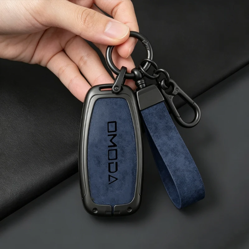 Image of Zinklegierung Leder Autoschlüssel-Hülle Schlüsselanhänger für Chery Omoda 5 9 7 C5 C7 E5 Phev 2025 2026 2024 Auto-Innenausstattung Zubehör